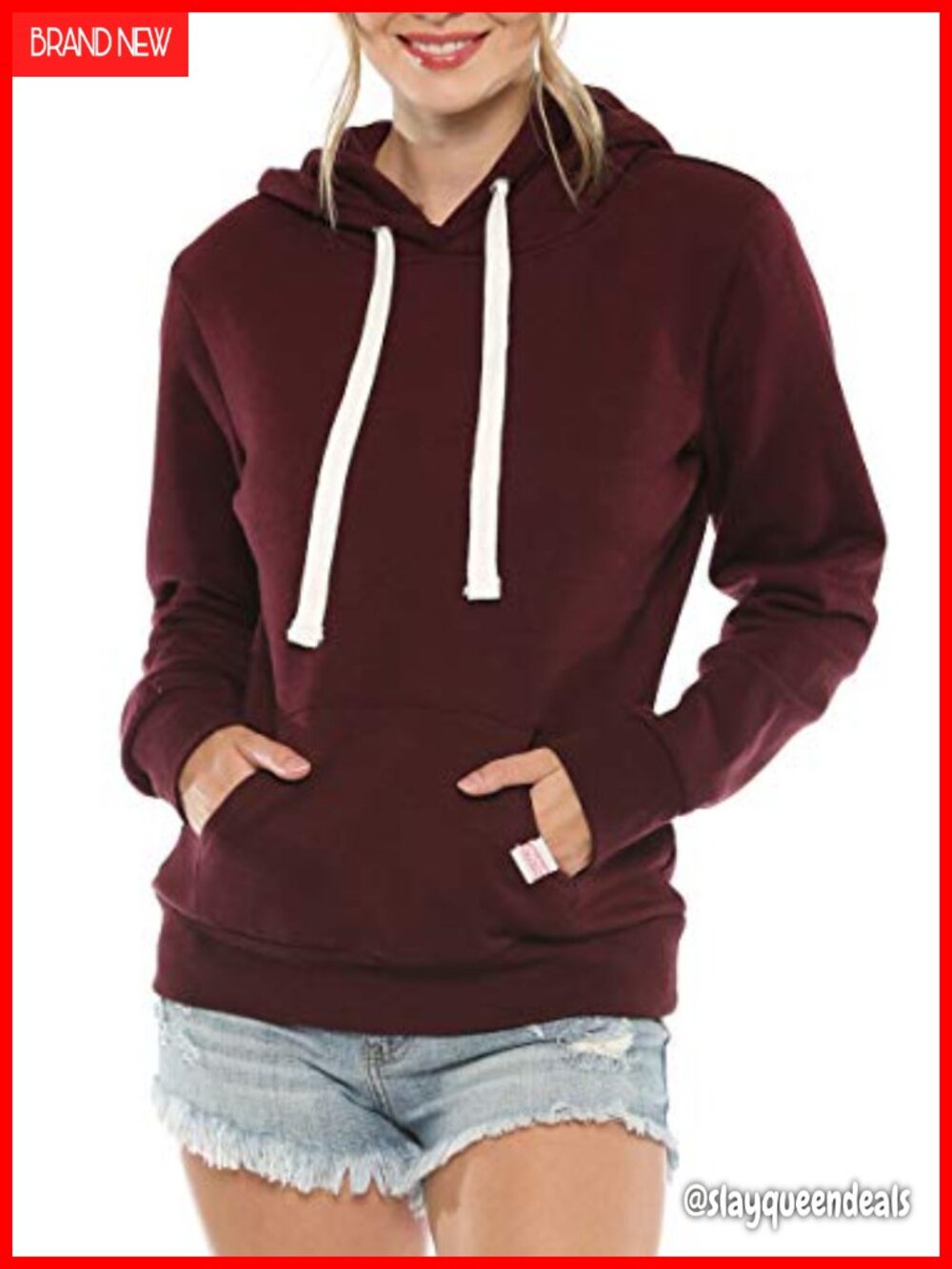 Womens Fleece Lined Hoodie Pullover Long Sleeve Kangaroo Pocket